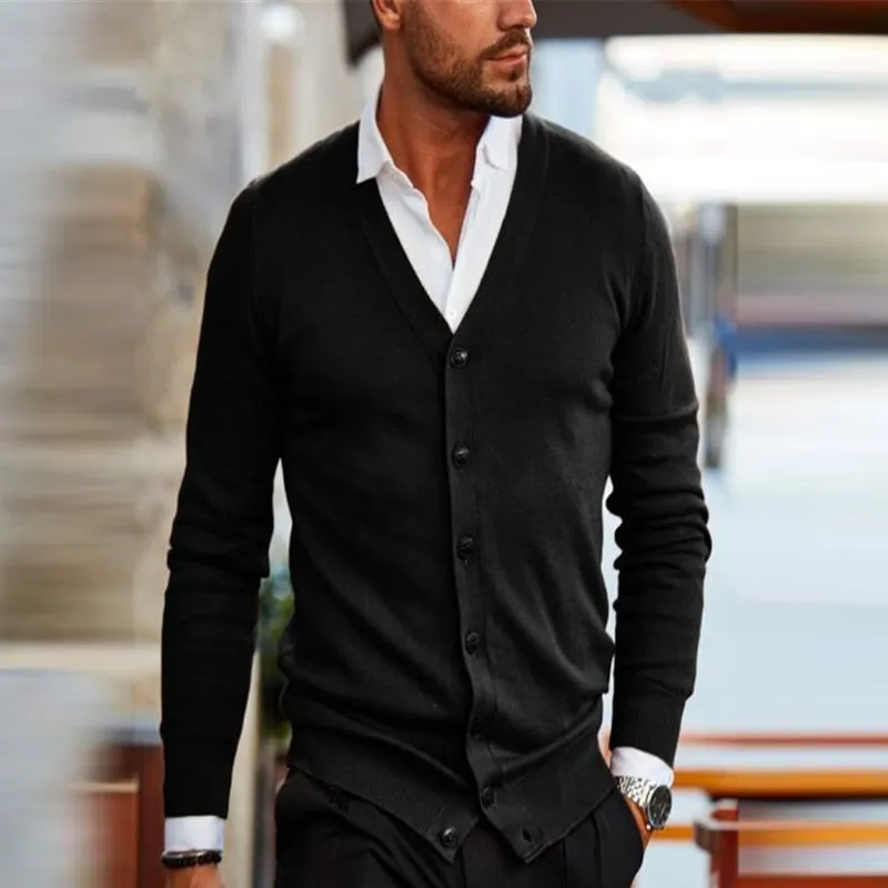 Xituodai trendy mens fashion mens summer outfits  dope outfits  New Men Fashion Buttoned V-Neck Sweaters Cardigan For Mens Fall 