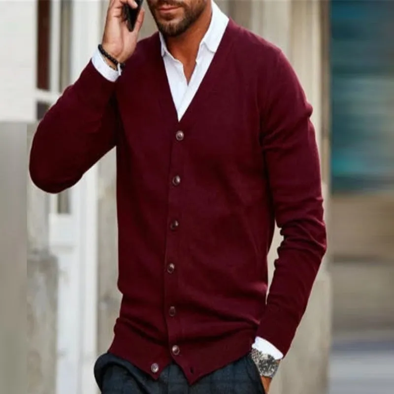 Xituodai trendy mens fashion mens summer outfits  dope outfits  New Men Fashion Buttoned V-Neck Sweaters Cardigan For Mens Fall 