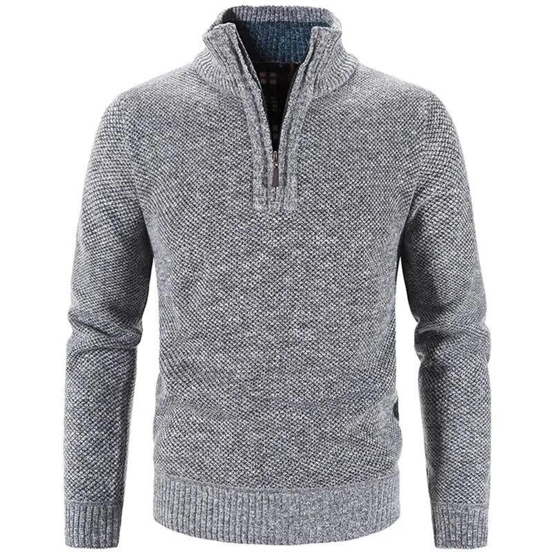 Xituodai Winter Men's Fleece Thicker Sweater Half Zipper Turtleneck Warm Pullover Quality Male Slim Knitted Wool Sweaters for Sp