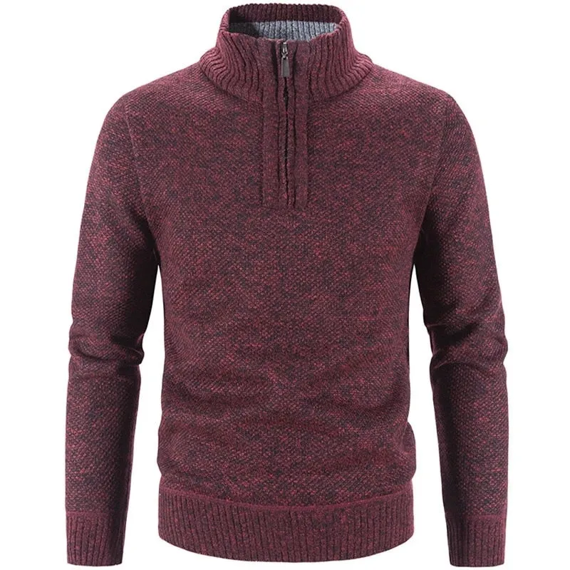 Xituodai Winter Men's Fleece Thicker Sweater Half Zipper Turtleneck Warm Pullover Quality Male Slim Knitted Wool Sweaters for Sp