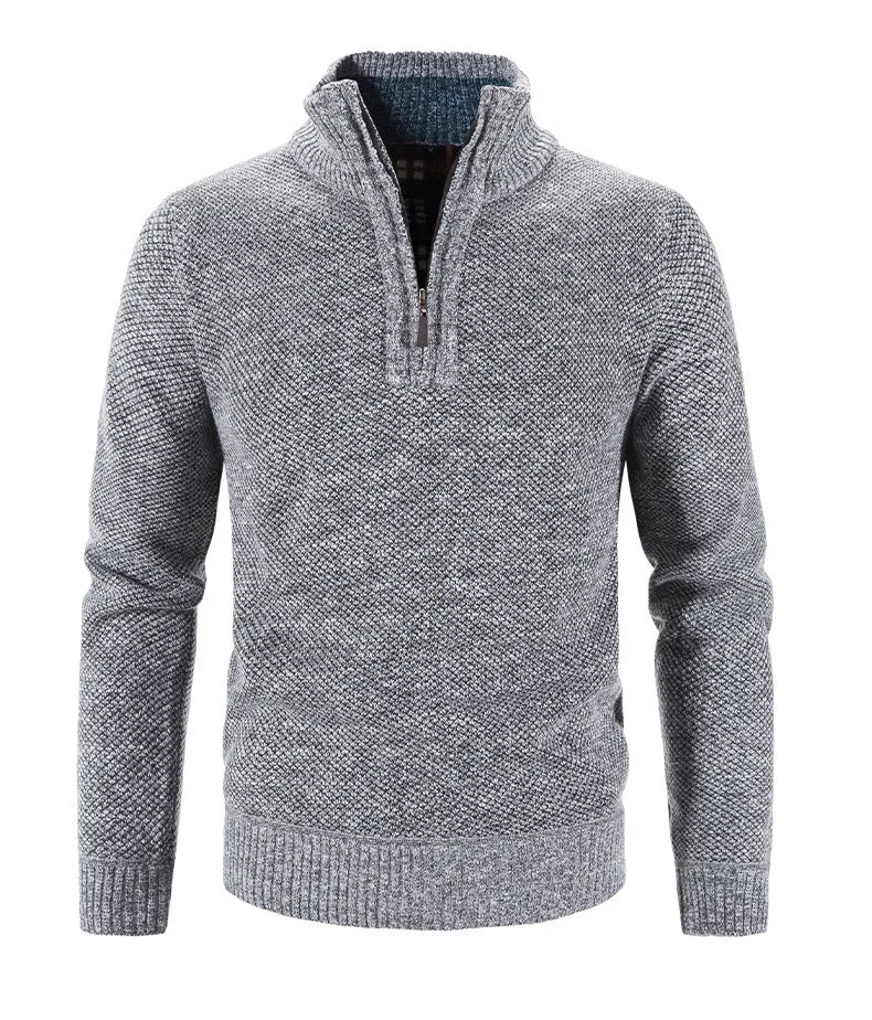 Xituodai Winter Men's Fleece Thicker Sweater Half Zipper Turtleneck Warm Pullover Quality Male Slim Knitted Wool Sweaters for Sp