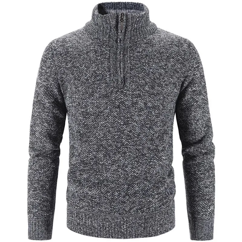 Xituodai Winter Men's Fleece Thicker Sweater Half Zipper Turtleneck Warm Pullover Quality Male Slim Knitted Wool Sweaters for Sp