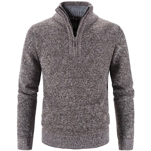 Xituodai Winter Men's Fleece Thicker Sweater Half Zipper Turtleneck Warm Pullover Quality Male Slim Knitted Wool Sweaters for Sp