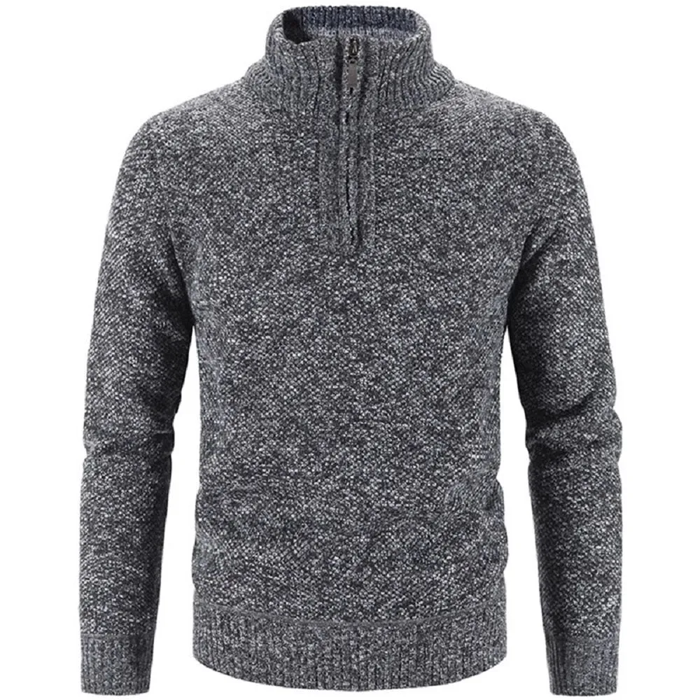 Xituodai Winter Men's Fleece Thicker Sweater Half Zipper Turtleneck Warm Pullover Quality Male Slim Knitted Wool Sweaters for Sp